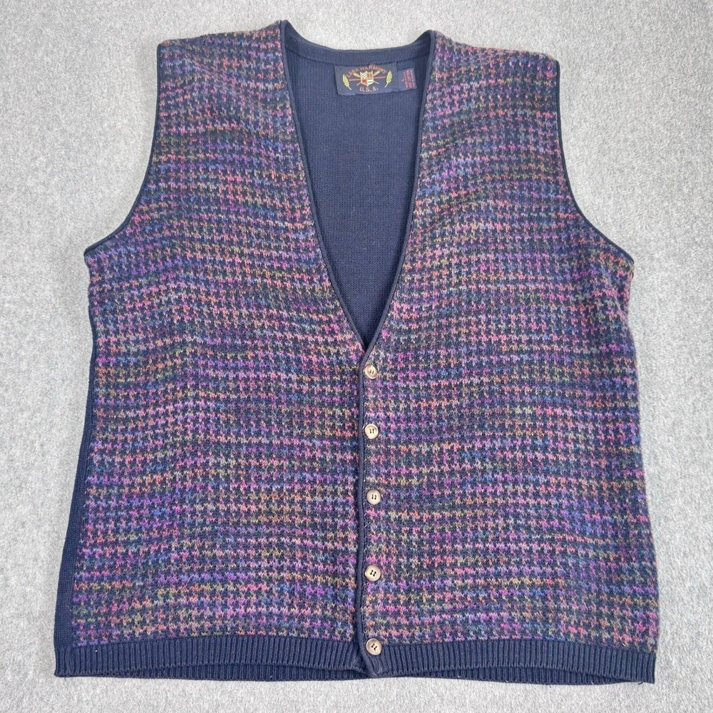 Vintage Lake Harmony USA Sweater Vest Mens L Grandpa Dad 90s